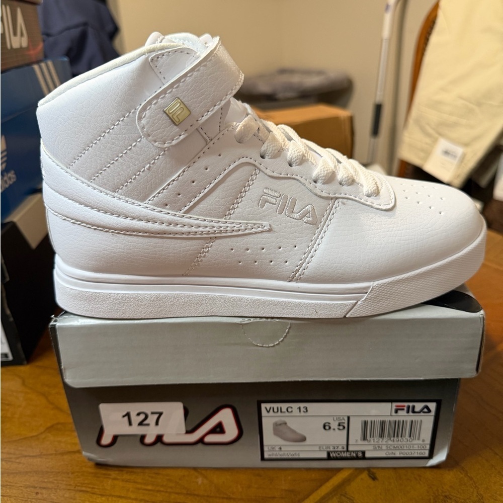 New in Box Fila Vulc 13 Women's White High-Top Leather Sneakers Size 6.5 - Picture 4 of 10
